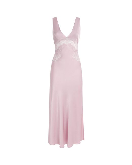 Bocan Pink Lace-Trim Beatrice Slip Dress
