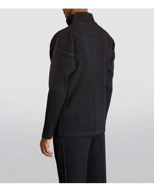 Homme Plissé Issey Miyake Black Pleated Zip-up Cardigan for men