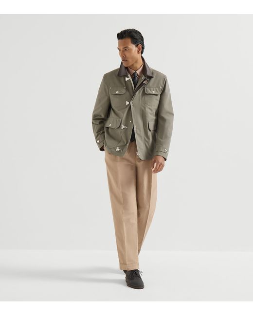 Brunello Cucinelli Green Cotton-Blend Gabardine Field Jacket for men