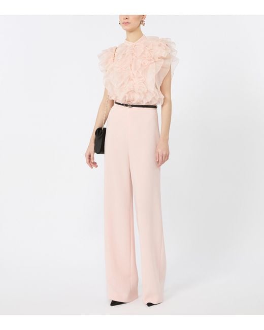 Max Mara Pink Silk Ruffled Blouse