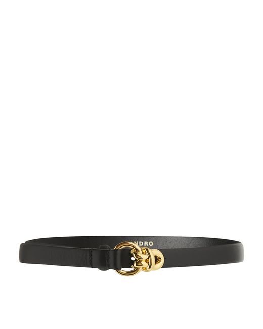 Sandro Black Leather Chain Buckle Belt