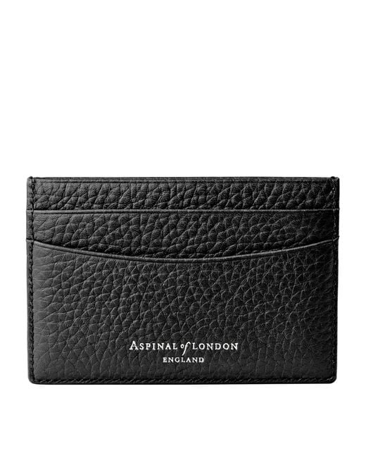 Aspinal Black Leather Logo Card Holder