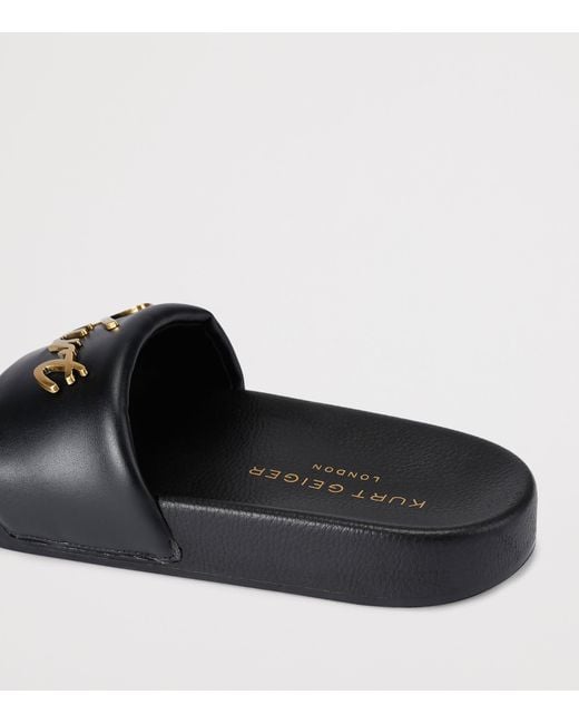 Kurt Geiger Black Meena Logo Slides