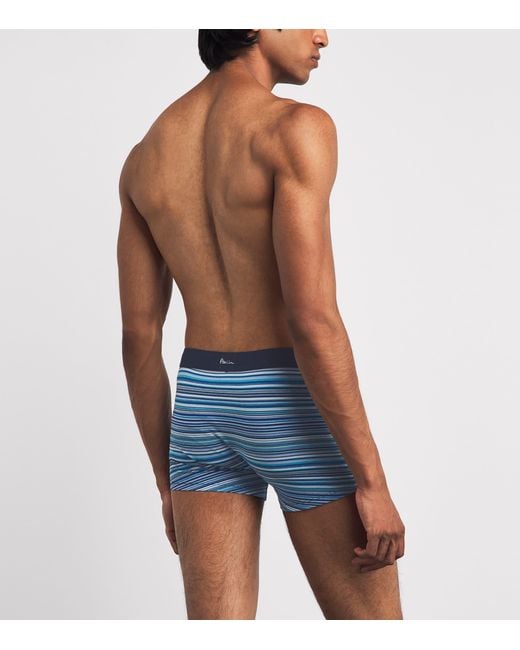 Paul Smith Blue Stretch-Organic Cotton Signature Stripe Trunks for men