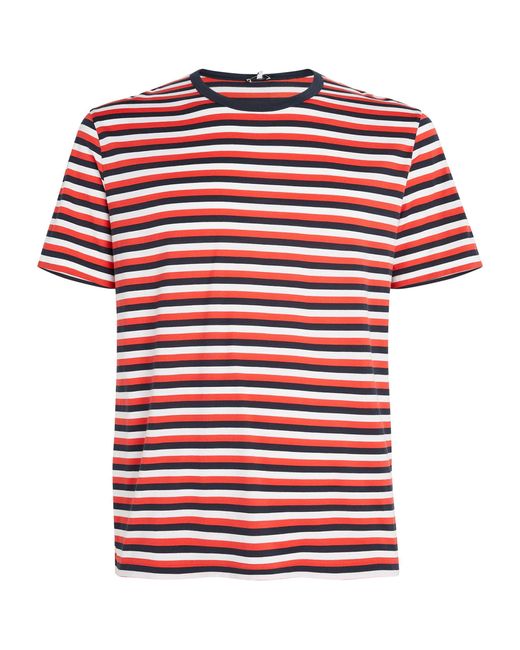 Ron Dorff Red Cotton Striped T-shirt for men
