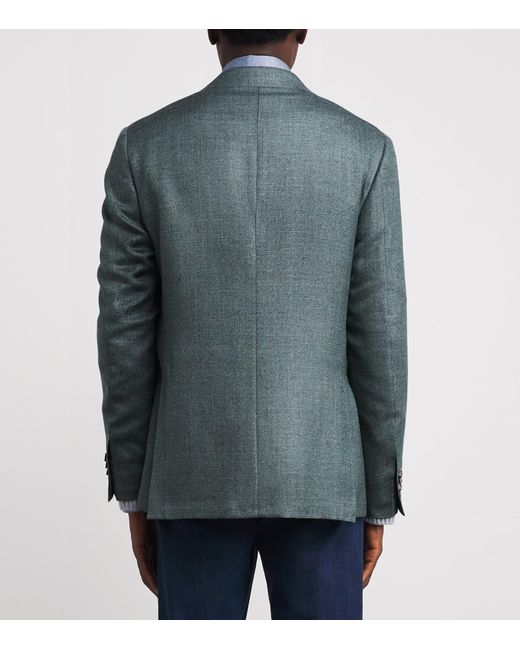 Canali Green Wool-Blend Tailored Blazer for men