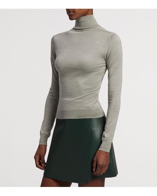 Ralph Lauren Gray Mulberry Silk-Blend Turtleneck Sweatshirt