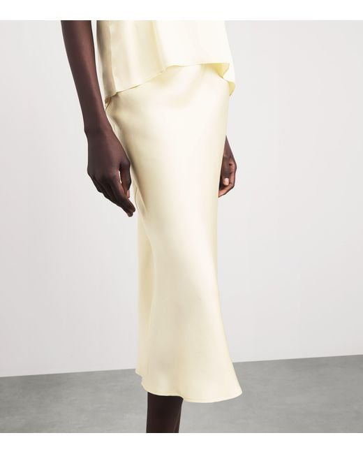 Anine Bing Natural Silk Bar Midi Skirt