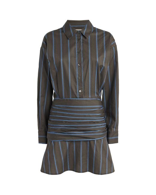 Staud Gray Stretch-Poplin Stripe Indya Mini Dress