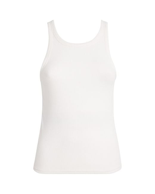 Skims White Semi-Sheer Ribbed Tank Top