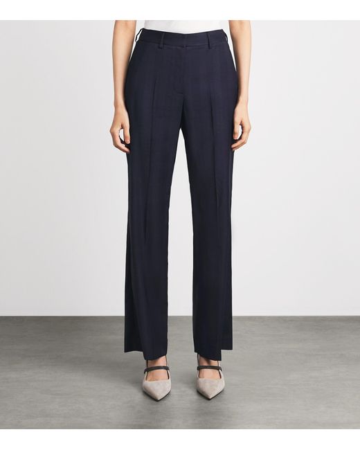 Blazé Milano Blue Virgin Wool Check Lundy Tailored Trousers