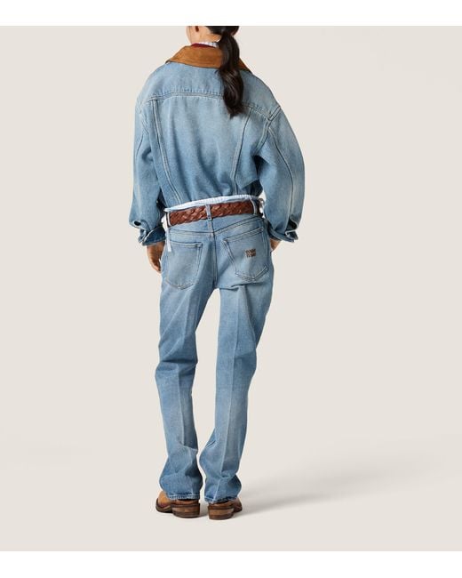 Miu Miu Blue Denim And Suede Jacket