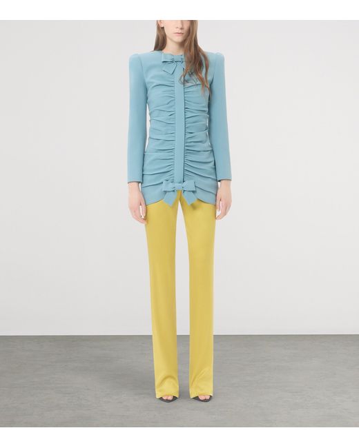 Valentino Blue Virgin Wool Ruched Jacket