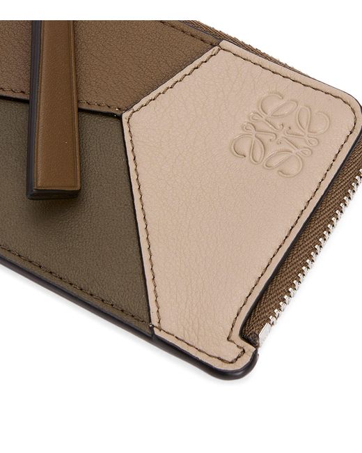 Loewe Brown Leather Puzzle Edge Zipped Card Holder for men