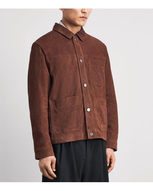Wax London Brown Suede Robin Chore Jacket for men