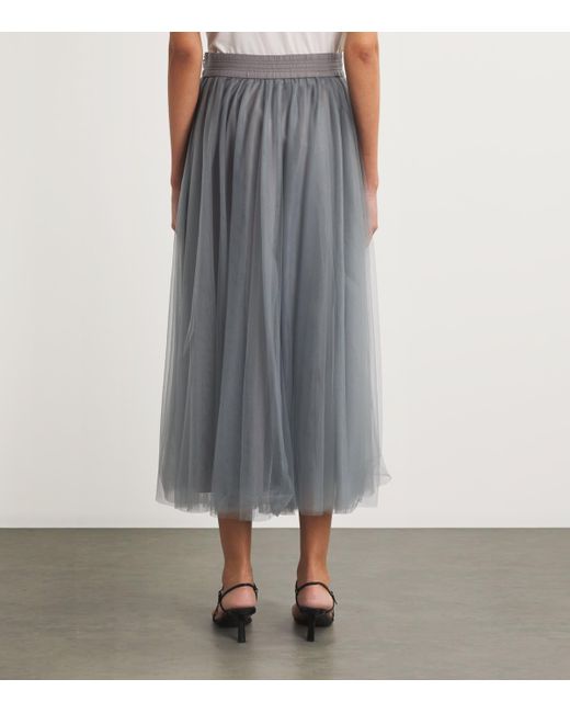 Fabiana Filippi Gray Netting Midi Skirt