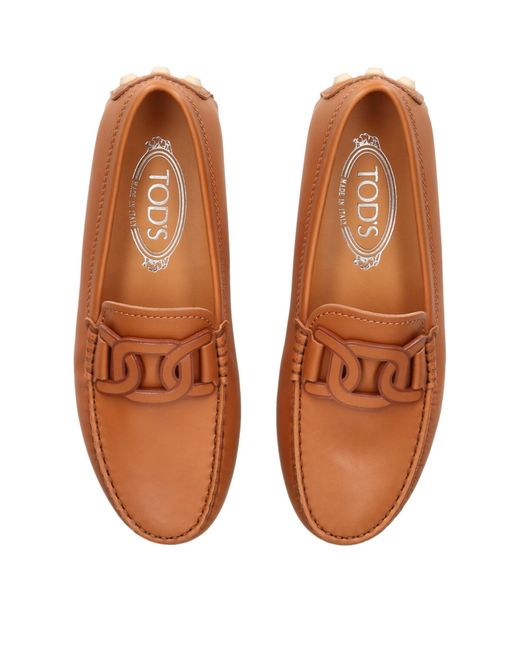 Tod's Brown Leather Kate Gommino Bubble Loafers