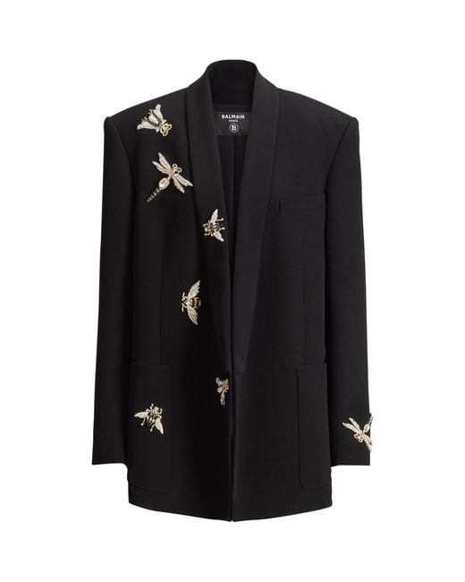 Balmain Black Embellished Insect Blazer