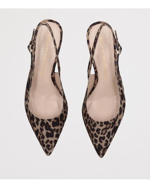 Stuart Weitzman Brown Leopard Stuart Sculpt Slingback Pumps 35