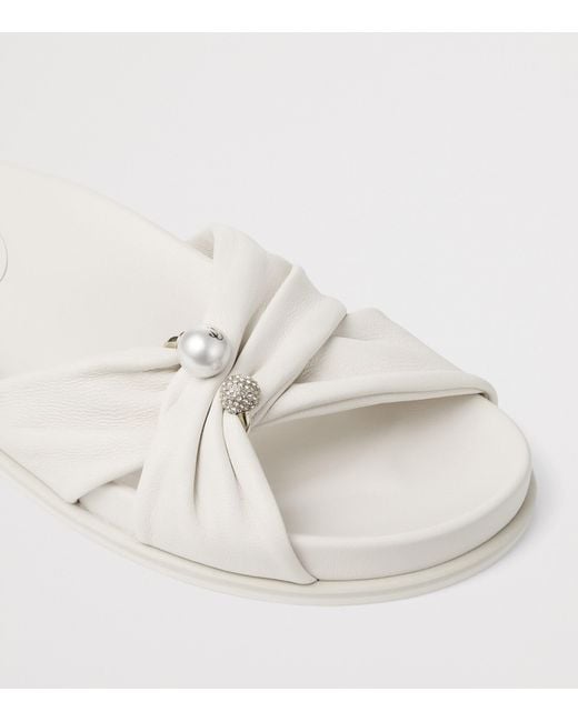 Jimmy Choo White Rafi Leather Flat Sandals