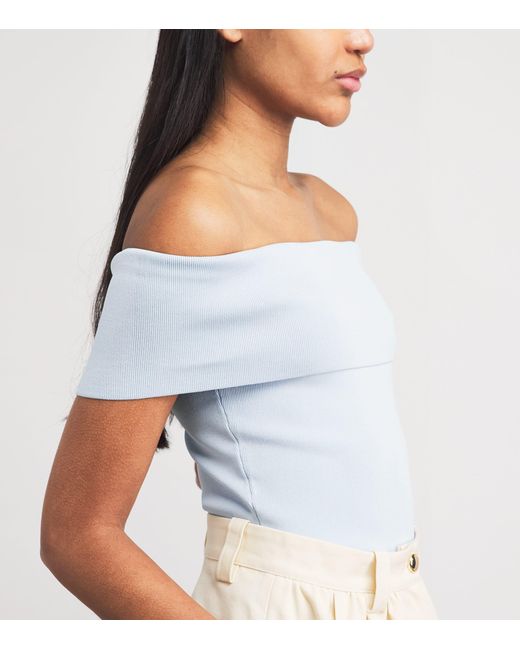 Maje White Knitted Off-The-Shoulder Top