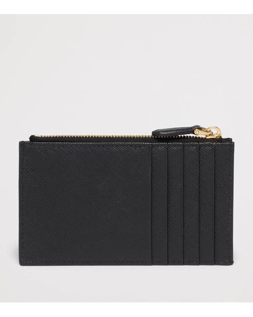 Prada Black Saffiano Leather Zip Card Holder