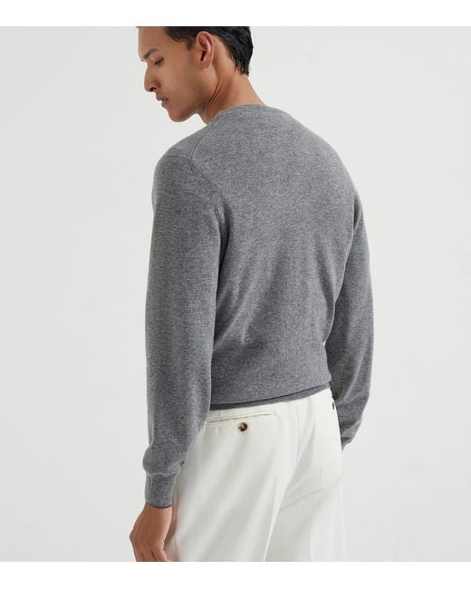 Brunello Cucinelli Gray Cashmere Sweater for men