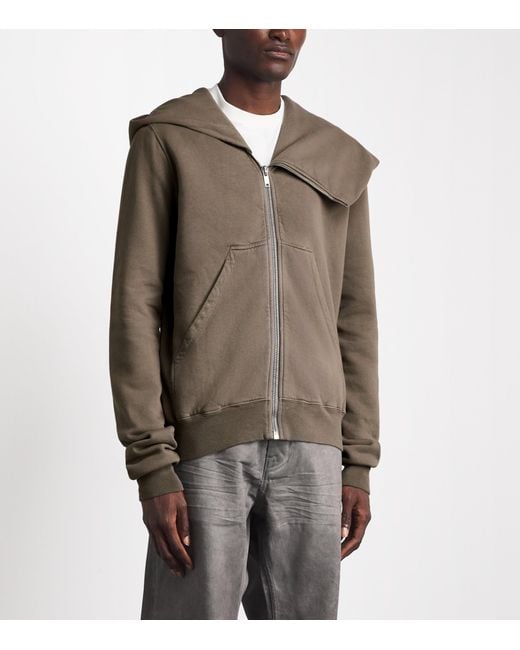 Rick Owens Brown Asymmetric Mountain Hoodie for men