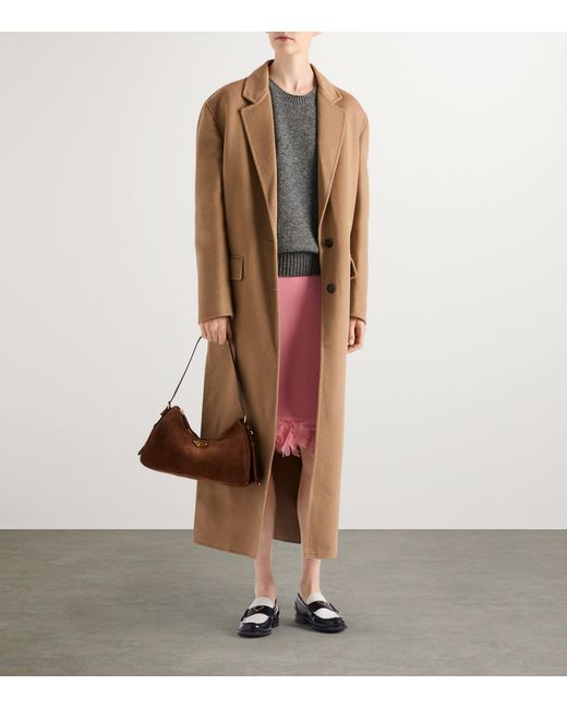 Prada Brown Medium Suede Aimée Shoulder Bag