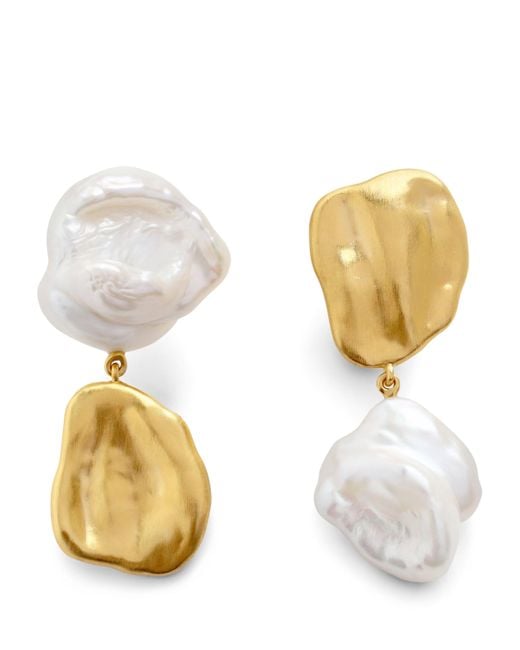 Monica Vinader Metallic X Amy Powney Vermeil And Pearl Earrings