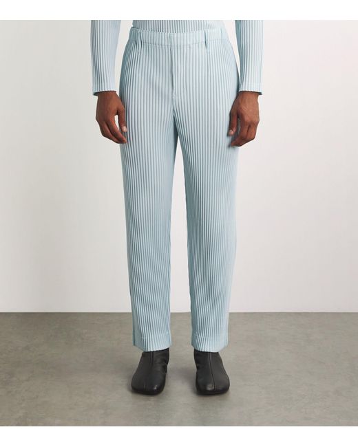 Homme Plissé Issey Miyake Blue Pleated Straight Trousers for men
