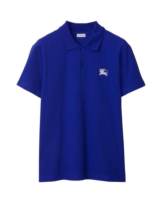Burberry Blue Cotton Ekd Polo Shirt for men