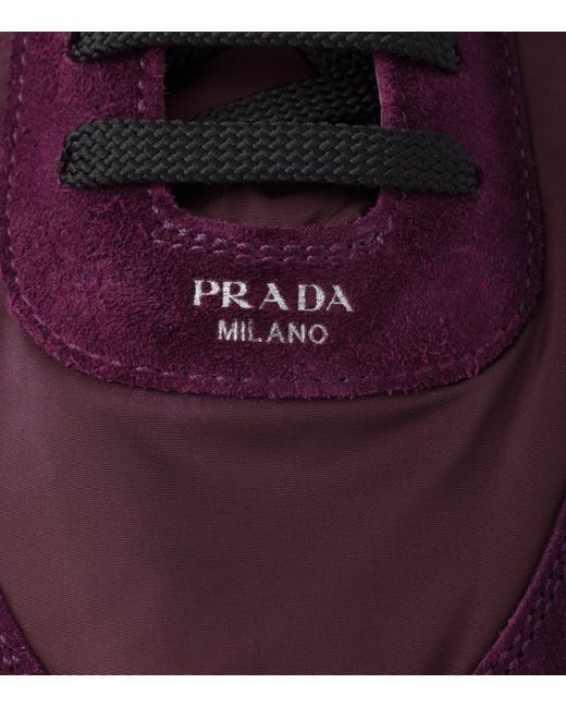 Prada Purple Re-Nylon And Suede Collapse Sneakers for men