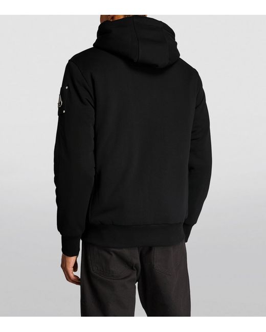 Moose Knuckles Black Padded Zip-Front Hoodie for men