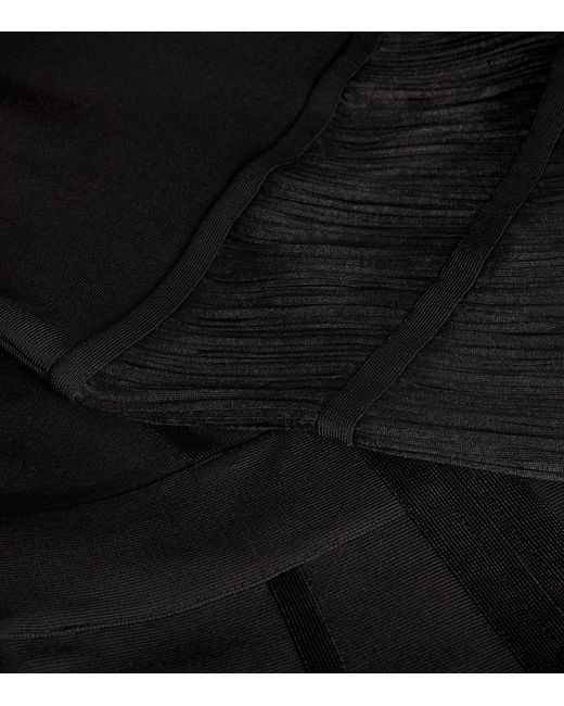 Hervé Léger Black Fringe-trim Sleeveless Gown