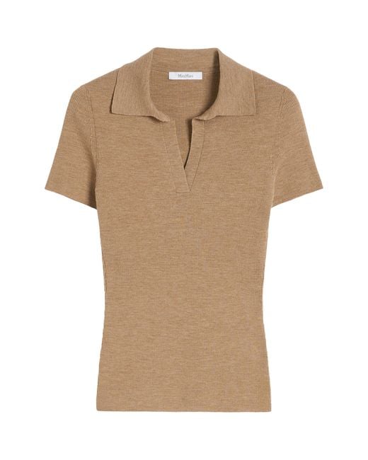 Max Mara Natural Virgin Wool Collared Top