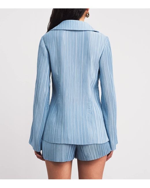 Cult Gaia Blue Clarabelle Origami Plissé Shirt