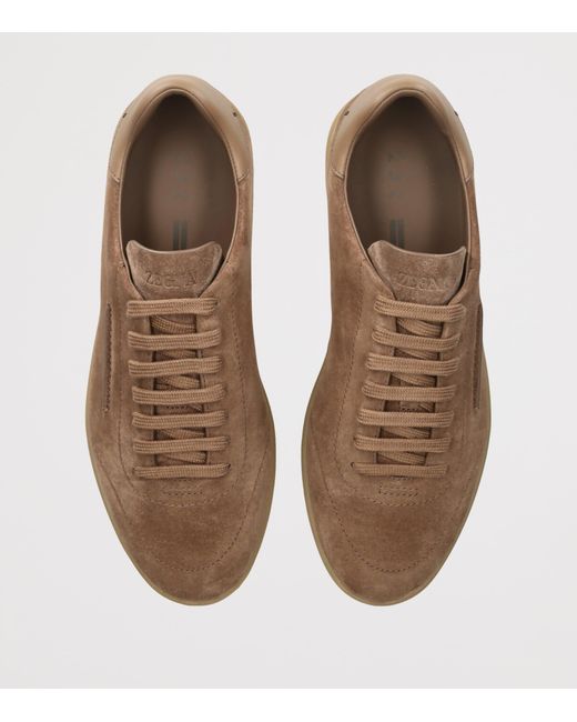 Zegna Brown Suede 232 Sneakers for men