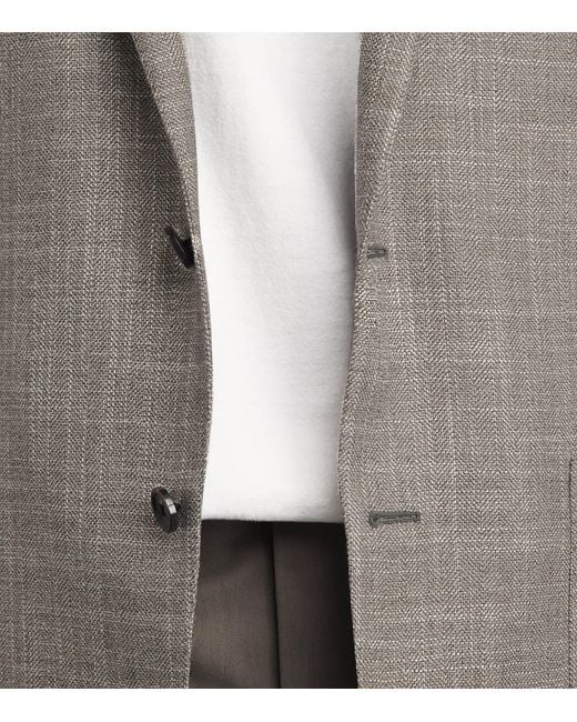 Corneliani Gray Virgin Wool-Silk Herringbone Blazer for men