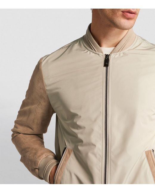 Pal Zileri Natural Suede-trim Bomber Jacket for men