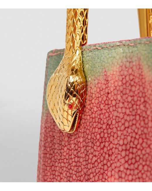BVLGARI Pink Galuchat Leather Serpentine Cross-Body Bag