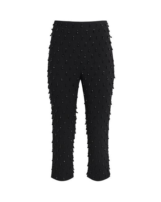 Carolina Herrera Black Stretch-Wool Embellished Cropped Camila Trousers