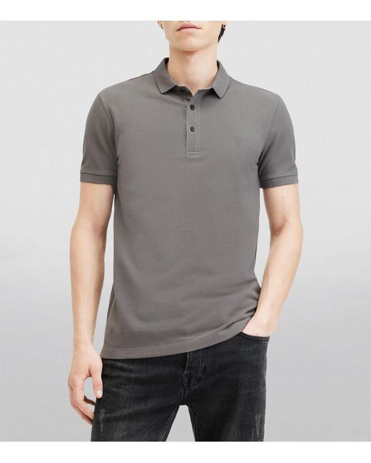 AllSaints Gray Organic Cotton Reform Polo Shirt for men