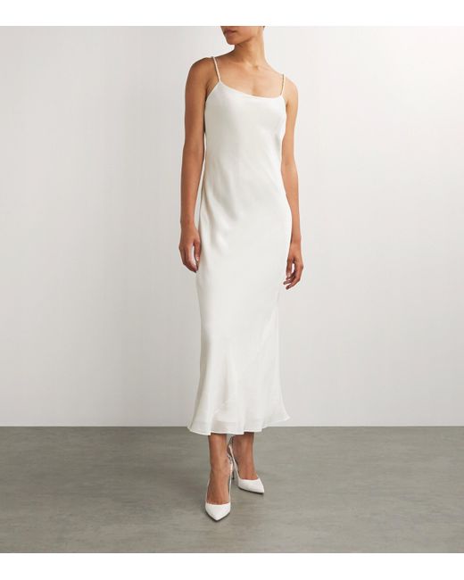 Olivia Von Halle White Silk Pear-Strap Slip Dress