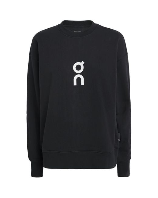 On Shoes Black Cott-Blend Club Crew Sweatshirt