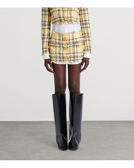 Balmain Metallic Tweed Sequinned Check Mini Skirt