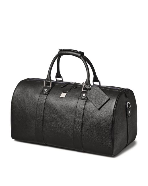 Aspinal Black Leather Boston Holdall for men