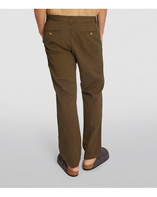Polo Ralph Lauren Green Linen-cotton Straight Trousers for men