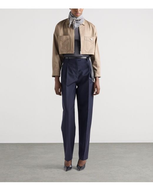Prada Natural Cotton Cropped Blouson Jacket