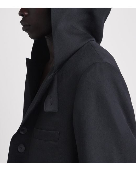Yohji Yamamoto Blue Wool Hooded Blazer for men